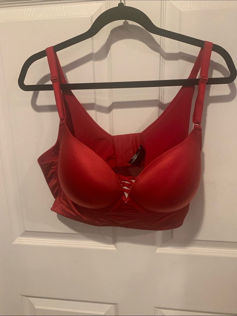 44B Torrid Curve Bra with Lace-Up Front in Red